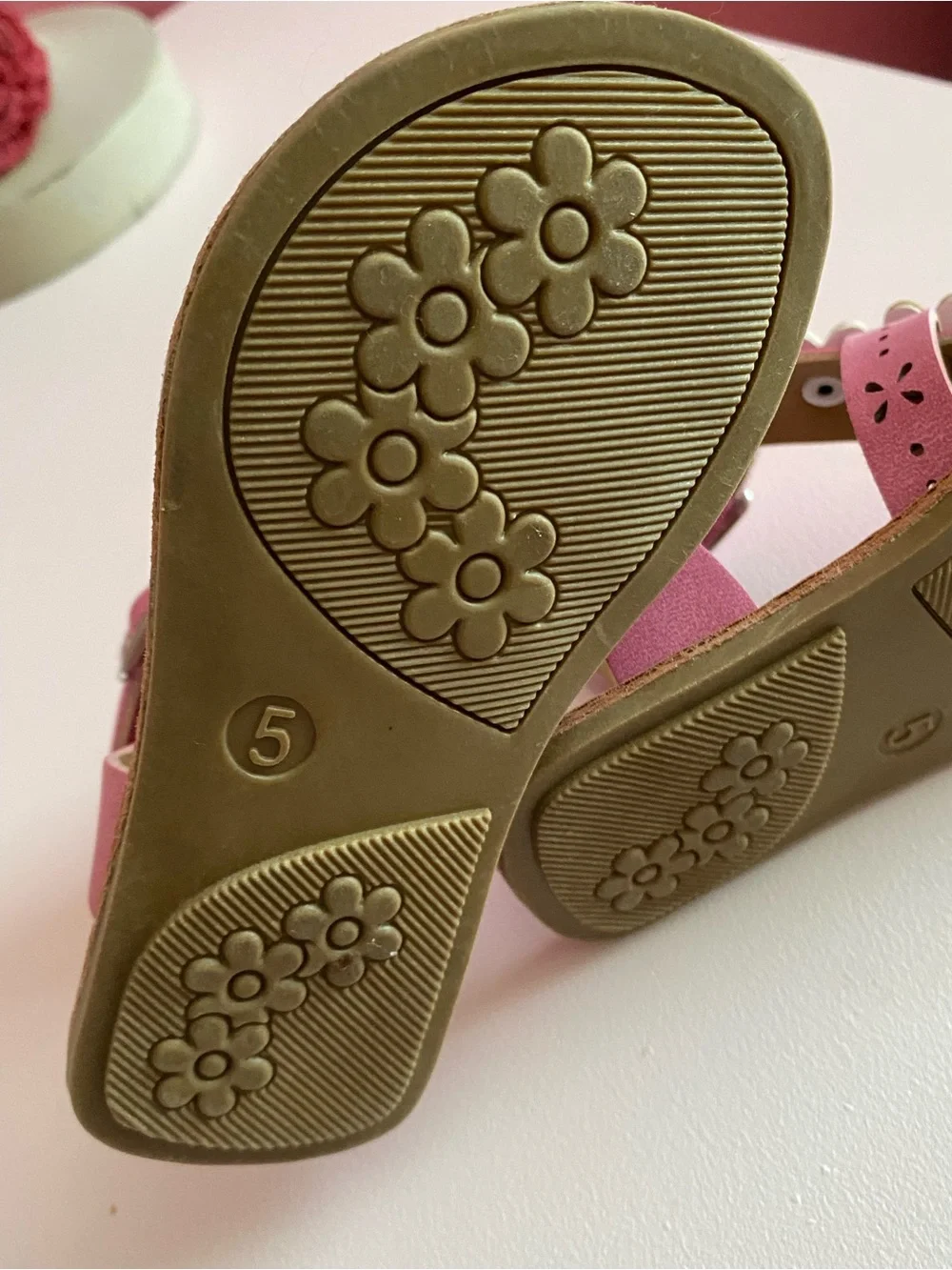 Rachel Shoes Pink Girls Floral Strap Sandals